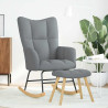 Sillón mecedora con taburete tela gris claro 3