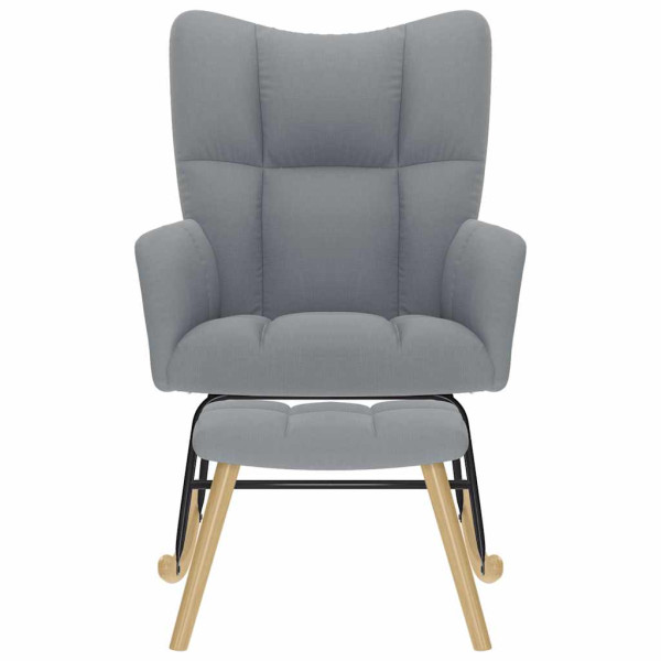 Sillón mecedora con taburete tela gris claro M 4