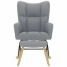 Sillón mecedora con taburete tela gris claro 4