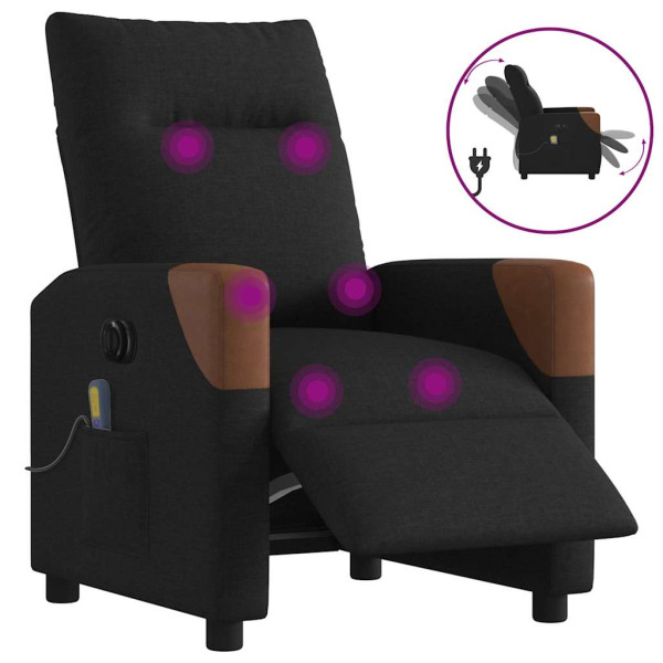 Sillón reclinable de masaje eléctrico tela negro D