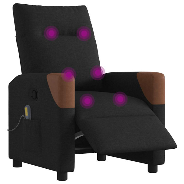 Poltrona reclinável de massagens elétrica tecido preto M 3