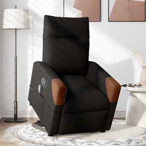Sillón reclinable de masaje elevable tela negro H