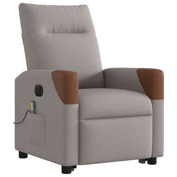Sillón de masaje eléctrico reclinable elevable tela taupé M 4