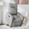 Sillón de masaje eléctrico reclinable elevable tela gris claro 5
