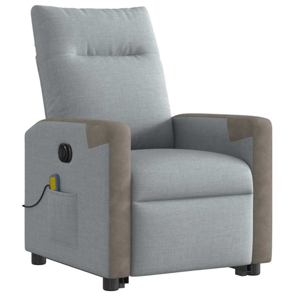 Sillón de masaje eléctrico reclinable elevable tela gris claro D