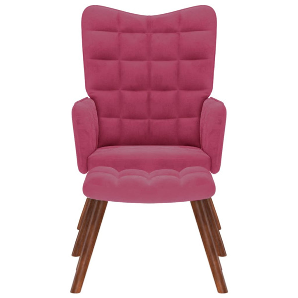 Sillón de relax con reposapiés terciopelo rojo tinto M 4