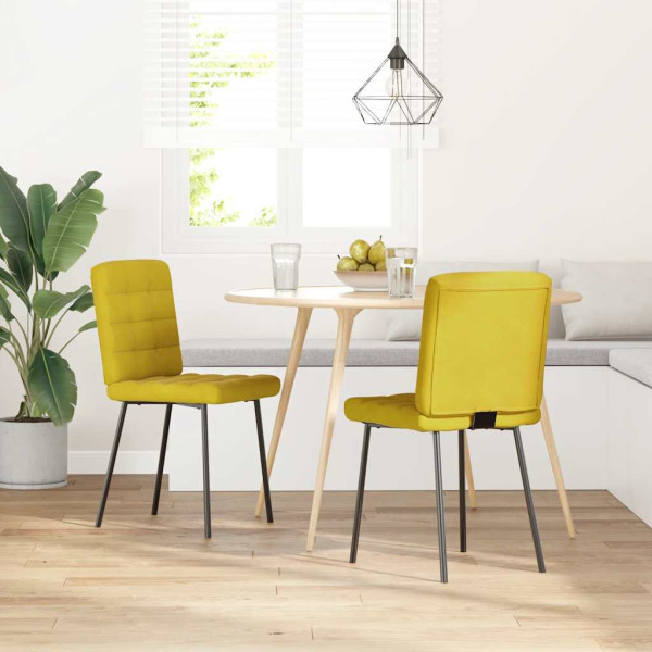 Sillas de comedor 2 unidades terciopelo amarillo M 2