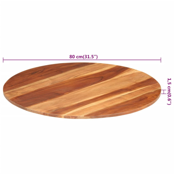 Tablero de mesa redonda madera maciza de acacia 15-16 mm 80 cm M 5