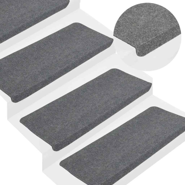 Alfombrilla autoadhesiva escalera 30 uds gris 65x24.5x3.5 cm M 5