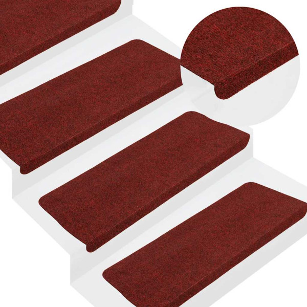 Tapetes de escada adesivos 30 pcs 65x24.5x3.5 cm vermelho M 5
