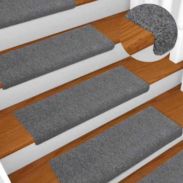 Alfombrilla autoadhesiva escalera 30 uds gris claro 65x21x4 cm M 5
