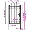 Puerta de jardín con arco superior 100x250 cm acero negro 5