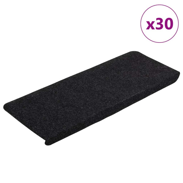 Alfombrilla autoadhesiva escalera 30 uds negro 65x24.5x3.5 cm D