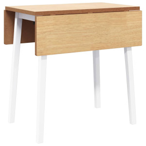 Mesa de comedor de madera maciza de caucho blanco H