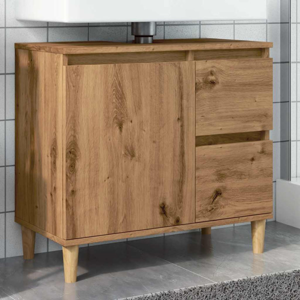 Armario lavabo baño madera ingeniería roble artisan 65x33x60 cm D