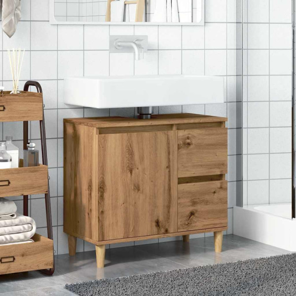 Armario lavabo baño madera ingeniería roble artisan 65x33x60 cm M 3