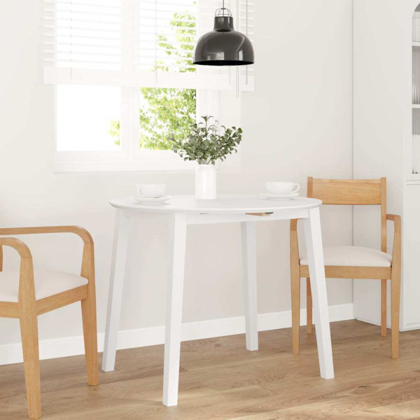 Mesa de jantar madeira seringueira maciça branco M 3