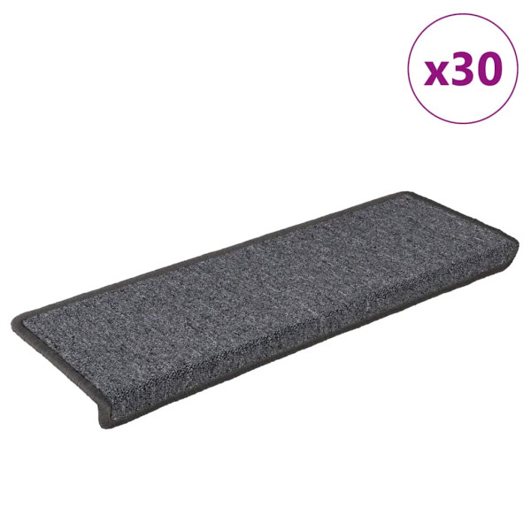Alfombrilla escalera 30 uds 65x21x4 cm Gris y negro D