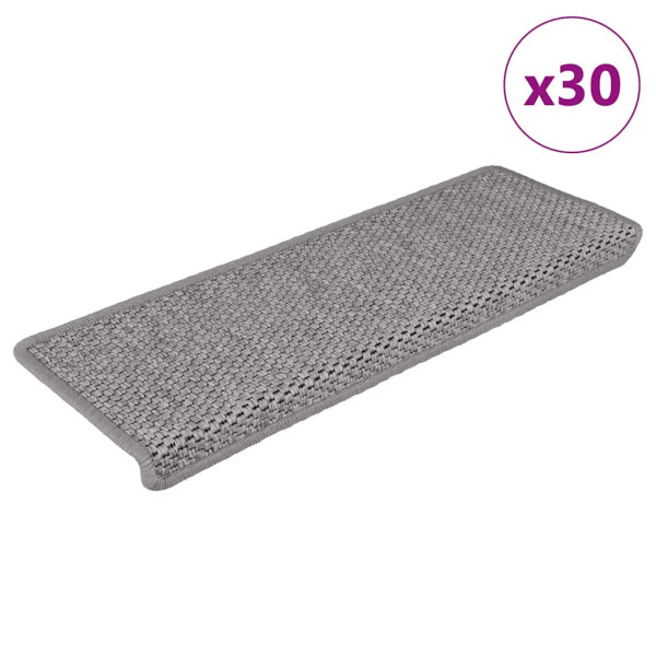 Alfombra autoadhesiva escalera sisal 30 uds 65x21x4 cm plateado D