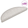 Tapetes escada adesivos aspeto sisal 30 pcs 56x17x3cm platina 1