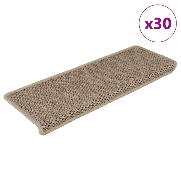 Alfombra autoadhesiva escalera sisal 30 uds 65x21x4 cm arena D
