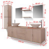 Conjunto de muebles de baño con lavabo y grifo 11 piezas beige 7