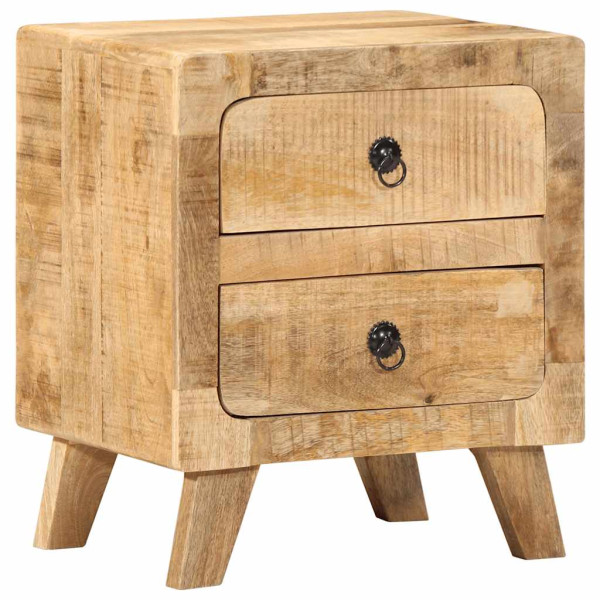 Mesita de noche de madera maciza de mango rugosa 40x32x46 cm D