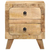 Mesita de noche de madera maciza de mango rugosa 40x32x46 cm 2