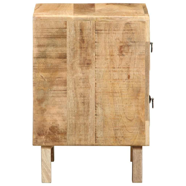 Mesita de noche de madera maciza de mango rugosa 40x32x46 cm M 3