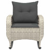 Silla mecedora de jardín con cojines ratán sintético gris claro 4