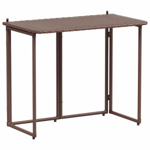 Mesa de jardim dobrável 90x51x75 cm vime PE castanho H