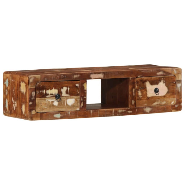 Mueble de TV de pared madera maciza reciclada 100x32x25 cm D