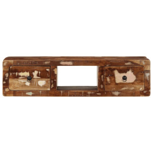 Armário de TV para parede 100x32x25cm madeira recuperada maciça H