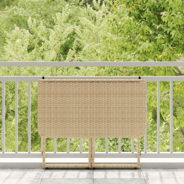 Mesa de jardín plegable ratán sintético beige 90x51x75 cm M 3