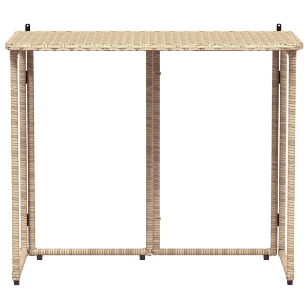 Mesa de jardín plegable ratán sintético beige 90x51x75 cm M 4