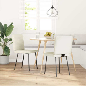 Cadeiras de jantar 2 pcs veludo cor creme H