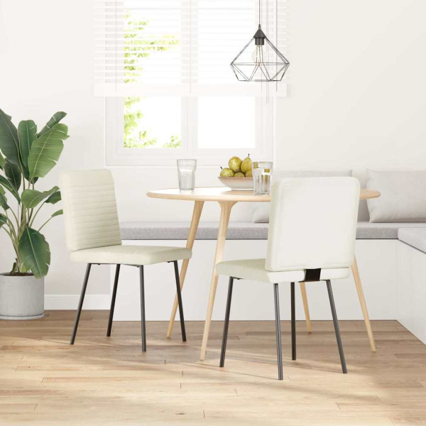 Sillas de comedor 2 unidades terciopelo crema M 2