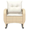 Silla mecedora de jardín con cojines ratán sintético beige 4