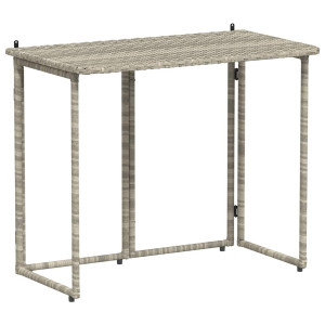 Mesa de jardim dobrável 90x51x75 cm vime PE cinzento-claro H