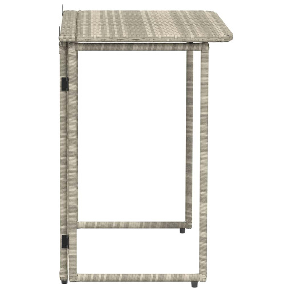 Mesa de jardim dobrável 90x51x75 cm vime PE cinzento-claro M 5