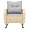 Silla mecedora de jardín con cojines ratán sintético beige 4