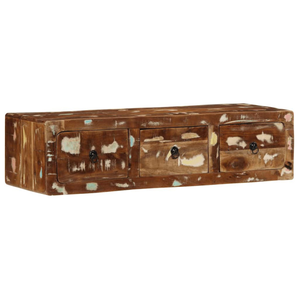 Mueble de TV de pared madera maciza reciclada 100x32x25 cm D