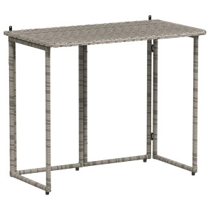 Mesa de jardim dobrável 90x51x75 cm vime PE cinzento H