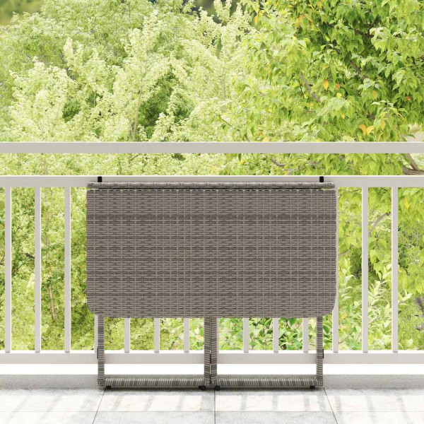 Mesa de jardim dobrável 90x51x75 cm vime PE cinzento M 3