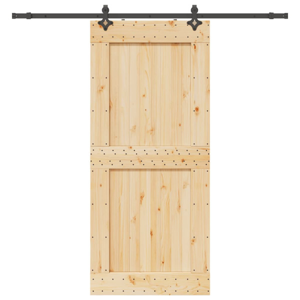 Puerta corredera con herrajes madera maciza de pino 100x210 cm D