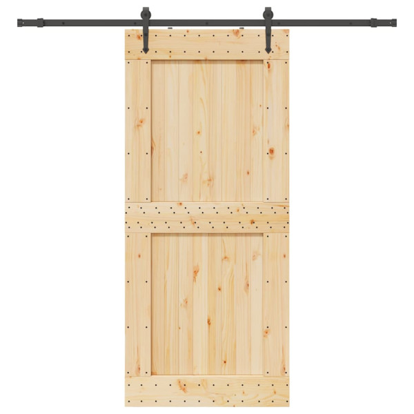 Puerta corredera con herrajes madera maciza de pino 100x210 cm D