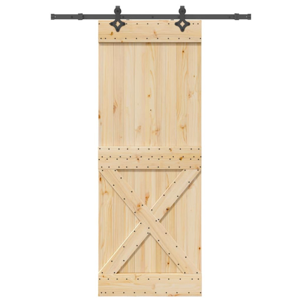 Puerta corredera con herrajes madera maciza de pino 85x210 cm D
