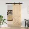 Puerta corredera con herrajes madera maciza de pino 85x210 cm 2