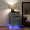 Mesilla de noche con luces LED sonoma gris 38x34x65 cm 1