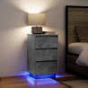 Mesa de cabeceira com luzes LED 38x34x65 cm cinzento-cimento 1